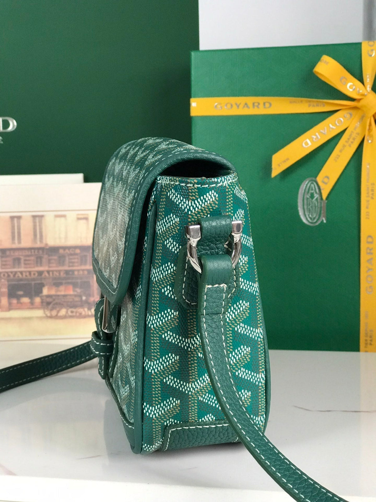 GRAND BLEU 16 IN GREEN GOYARDINE CANVAS AND LAMBSKIN