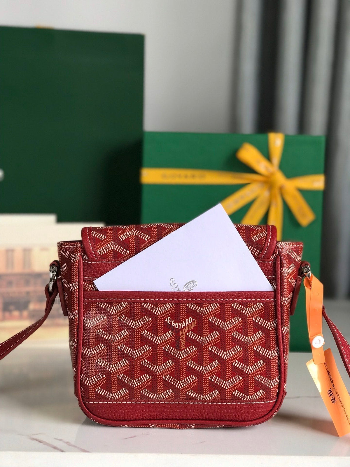 GRAND BLEU 16 IN CLASSIC RED GOYARDINE CANVAS AND LAMBSKIN