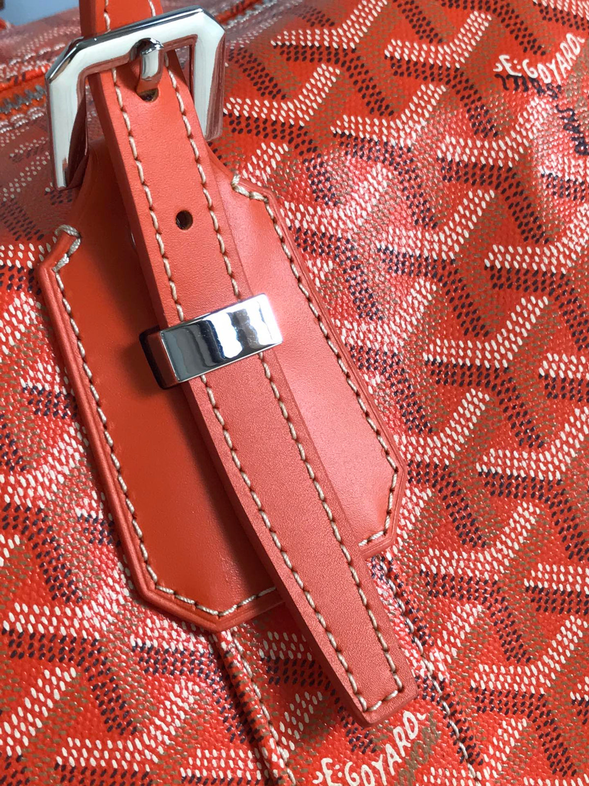 BOSTON 50 BAG IN ORANGE GOYARDINE CANVAS AND CALFSKIN TRIM