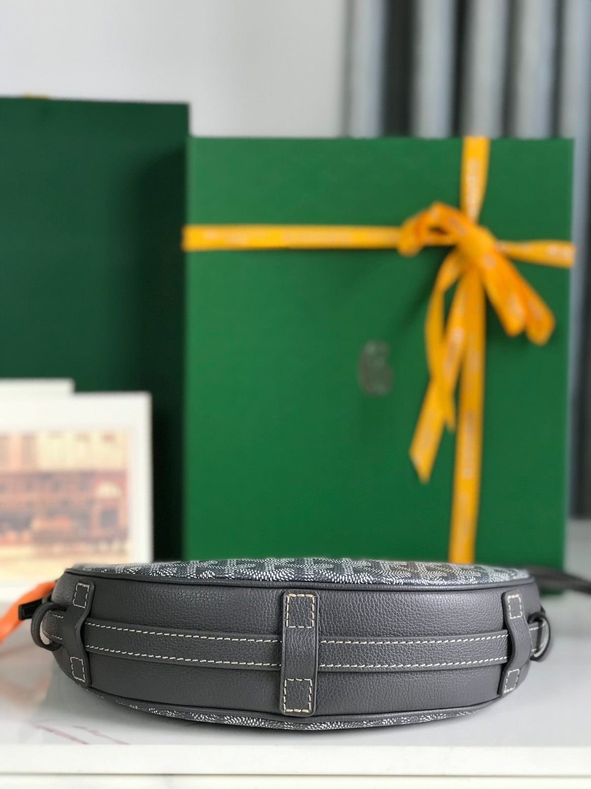 HIRONDELLE BAG 25 IN GRAY LAMBSKIN AND GOYARDINE CANVAS