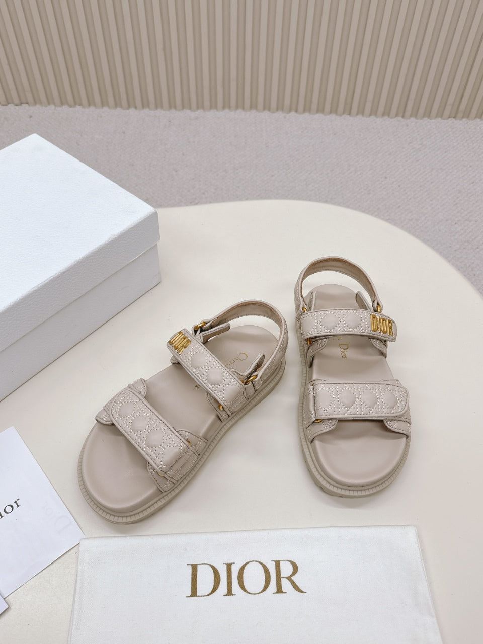 DIOR BACK-STRAP SANDALS 25S IN LIGHT BEIGE CALFSKIN
