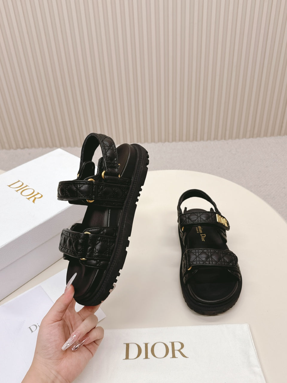 DIOR BACK-STRAP SANDALS 25S IN BLACK CALFSKIN