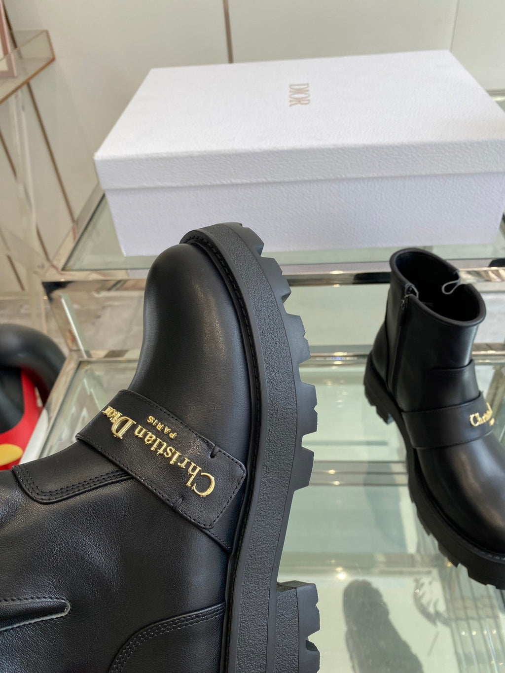DIOR 25S D-QUEST ANKLE BOOT 35MM IN BLACK CALFSKIN