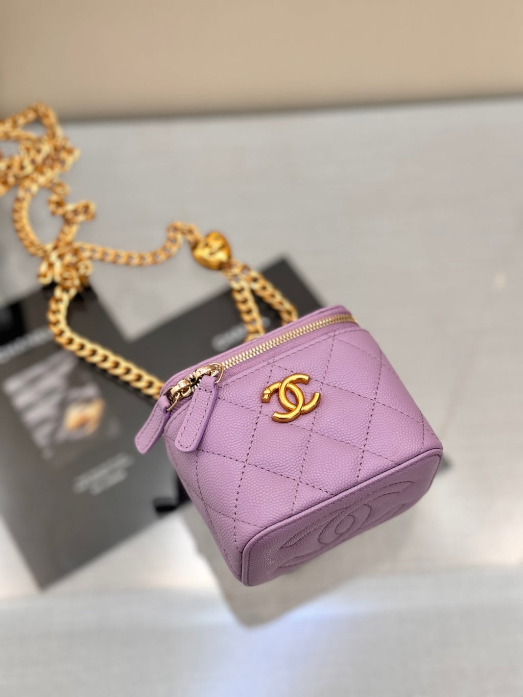 CHANEL 25S MINI VANITY BAG 11 CM IN PURPLE LAMBSKIN WITH GOLD HARDWARE
