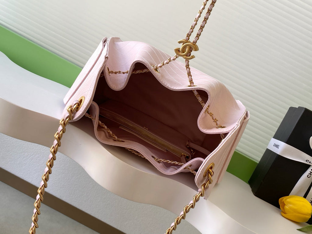 CHANEL 25S HOBO BAG 40 IN LIGHT PINK CAVIAR WITH GOLD HARDWARE