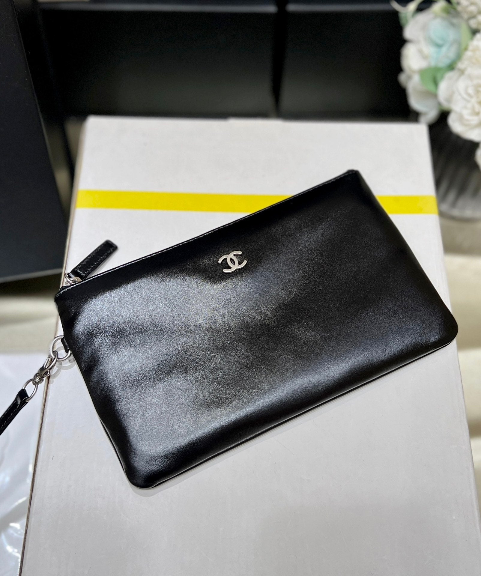 CHANEL 19 HOBO BAG 43CM BLACK GOATSKIN SILVER HARDWARE