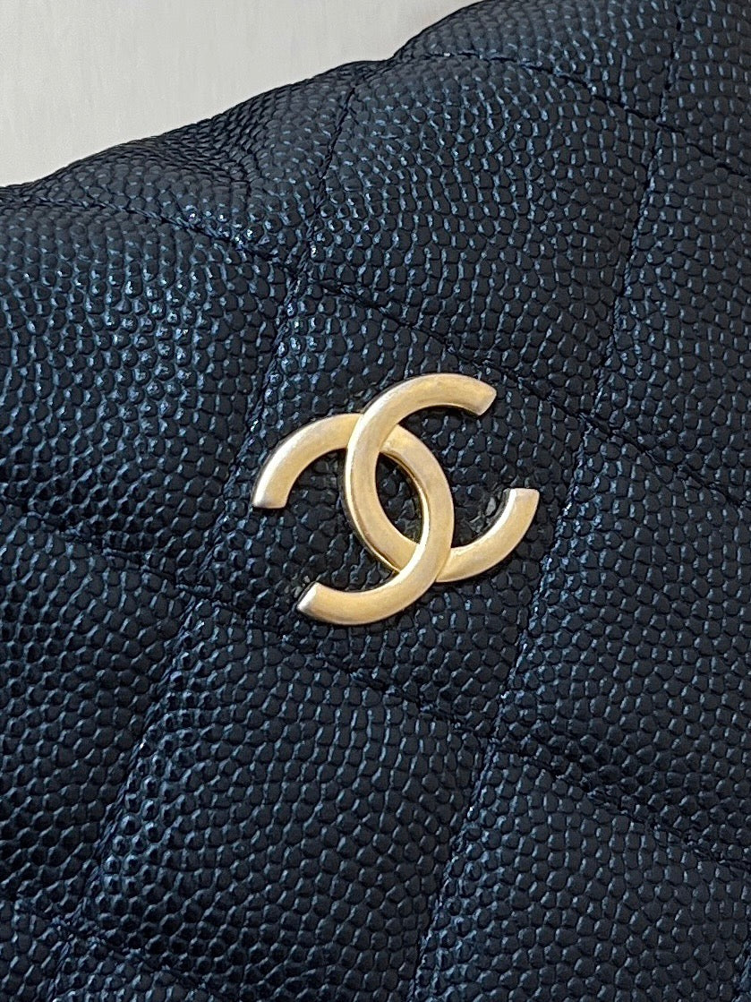 CHANEL 25S HALFMOON BAG 18 IN BLACK CALFSKIN
