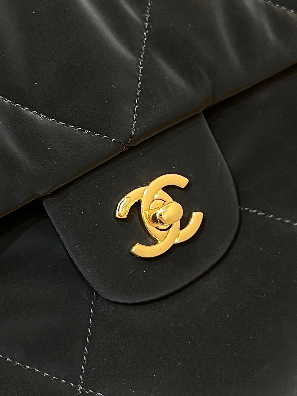 CHANEL HOBO 44 IN COCONEIGE BLACK NYLON VELVET GOLD HARDWARE