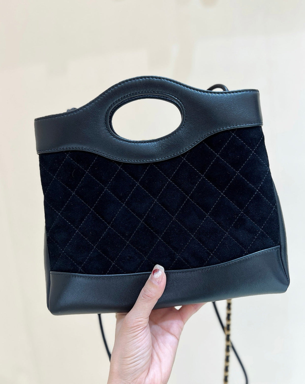 CHANEL 25S MINI SHOPPING BAG 23 IN BLACK LAMBSKIN AND SUEDE