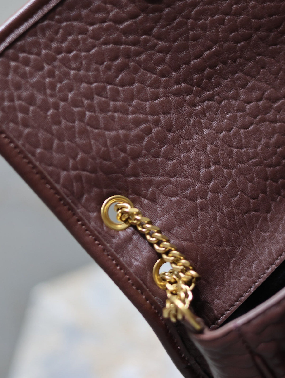 Niki mini crinkled shoulder 22 in Chestnut Brown Lamskin Gold Hardware