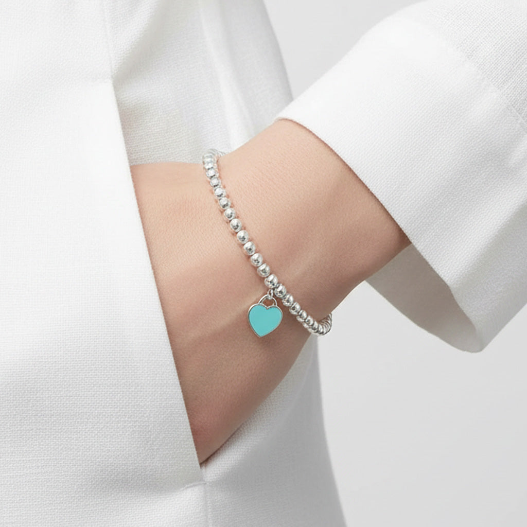 Return To Tiffany Blue Heart Tag Bead Bracelet