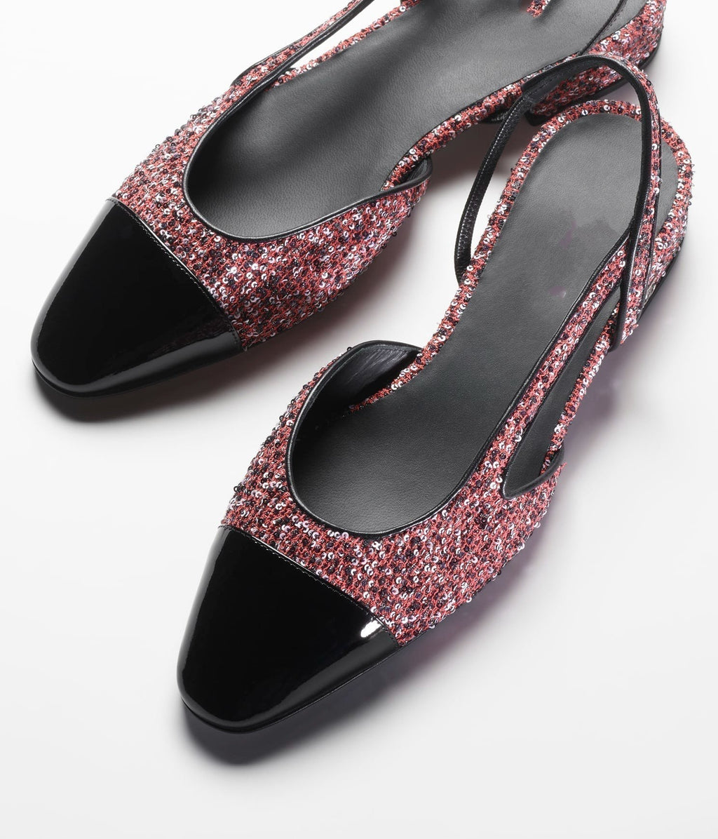 CHANEL TWEED SLINGBACKS PINK WHITE SILVER BLACK