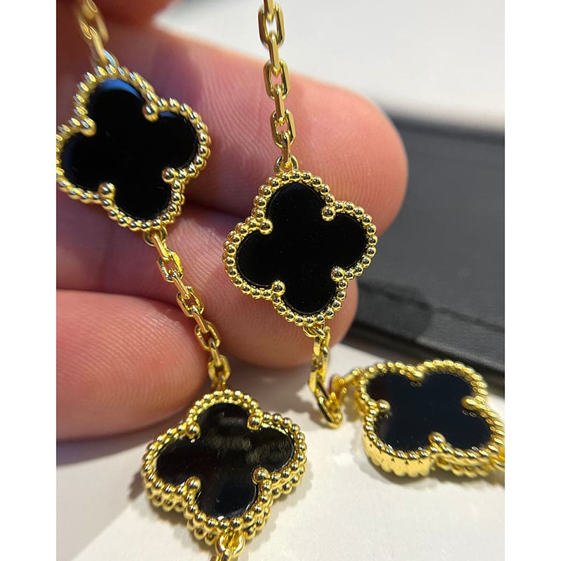 Van Cleef & Arpels Vintage Alhambra Five Motifs Black Clover Bracelet