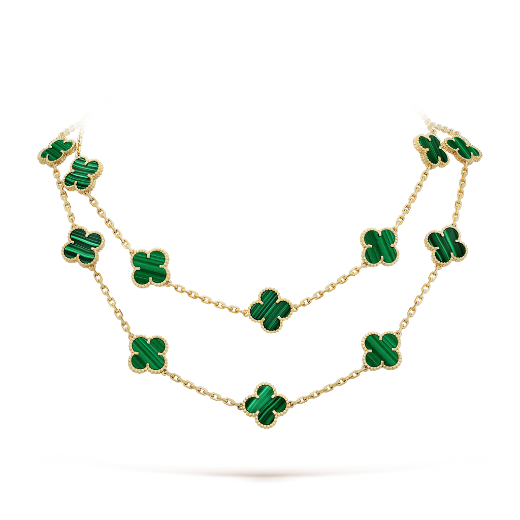 Van Cleef & Arpels Vintage Alhambra Malachite 20 Motifs Long Necklace