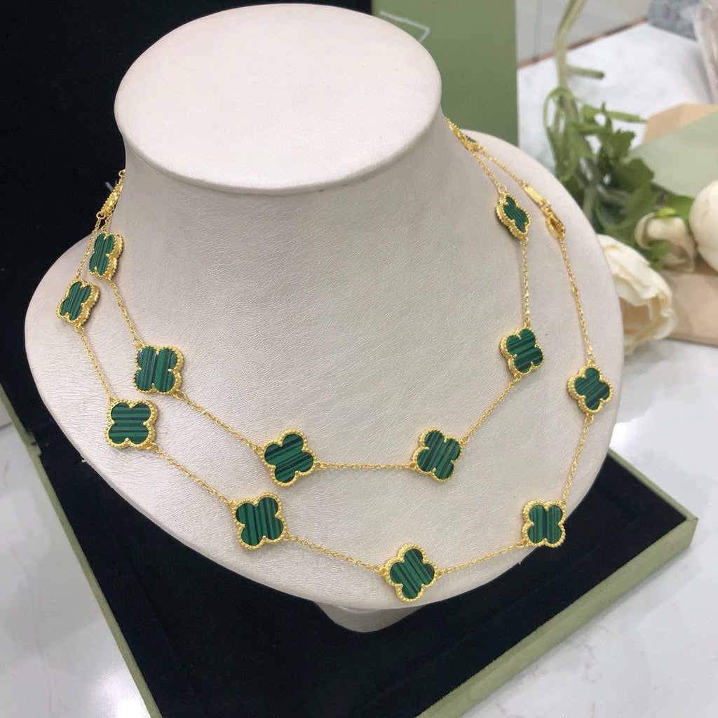 Van Cleef & Arpels Vintage Alhambra Malachite 20 Motifs Long Necklace