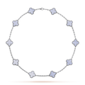 Van Cleef & Arpels Vintage Alhambra White Chalcedony 10 Motifs Necklace